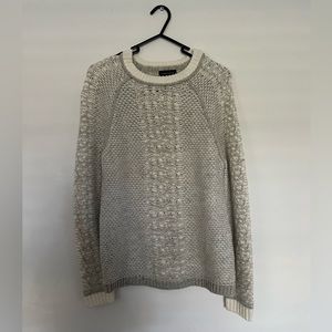 Lord & Taylor Knitted Gray and White Sweater